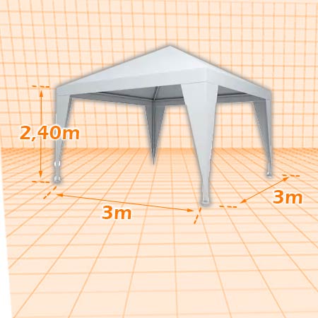Medidas de gazebo clásico para juegos de livings de 6 a 10 ó 12 personas